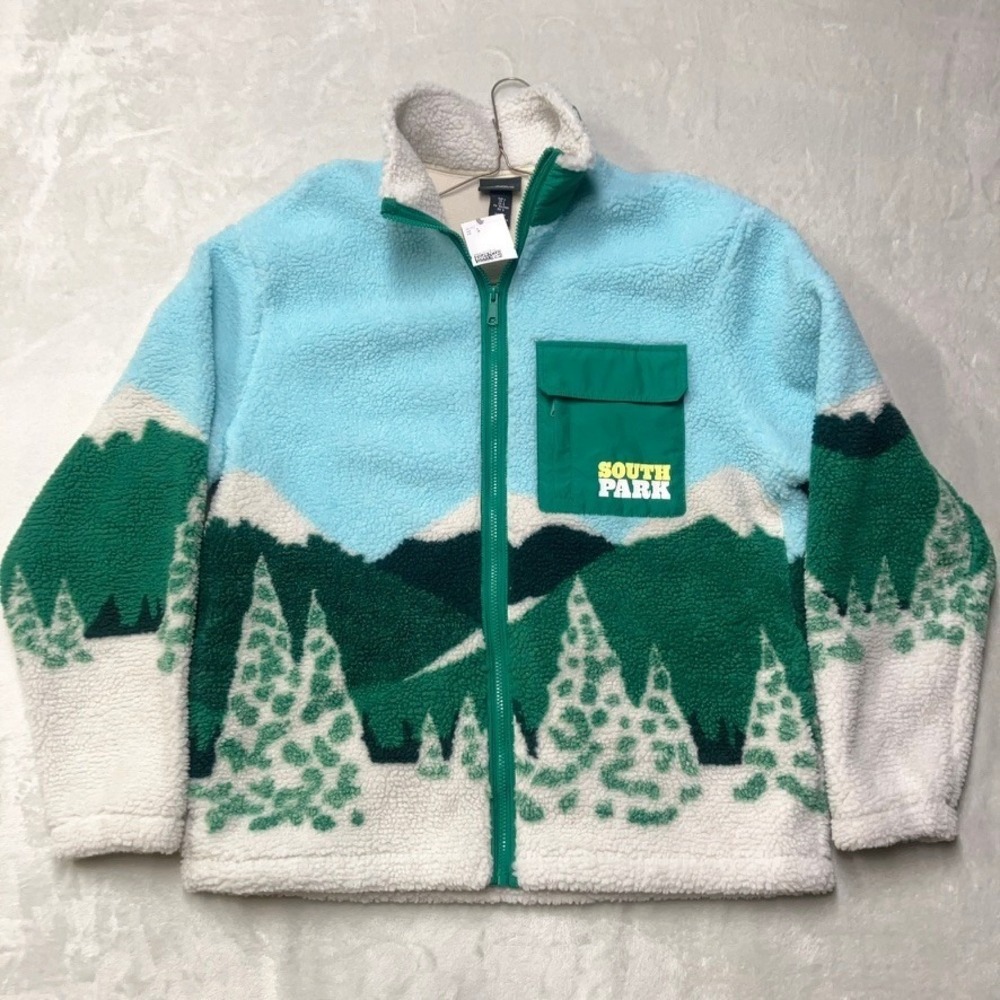 NWT RARE South Park H&M Deep Pile Full-Zip Sherpa Fleece Jacket Size Men's L